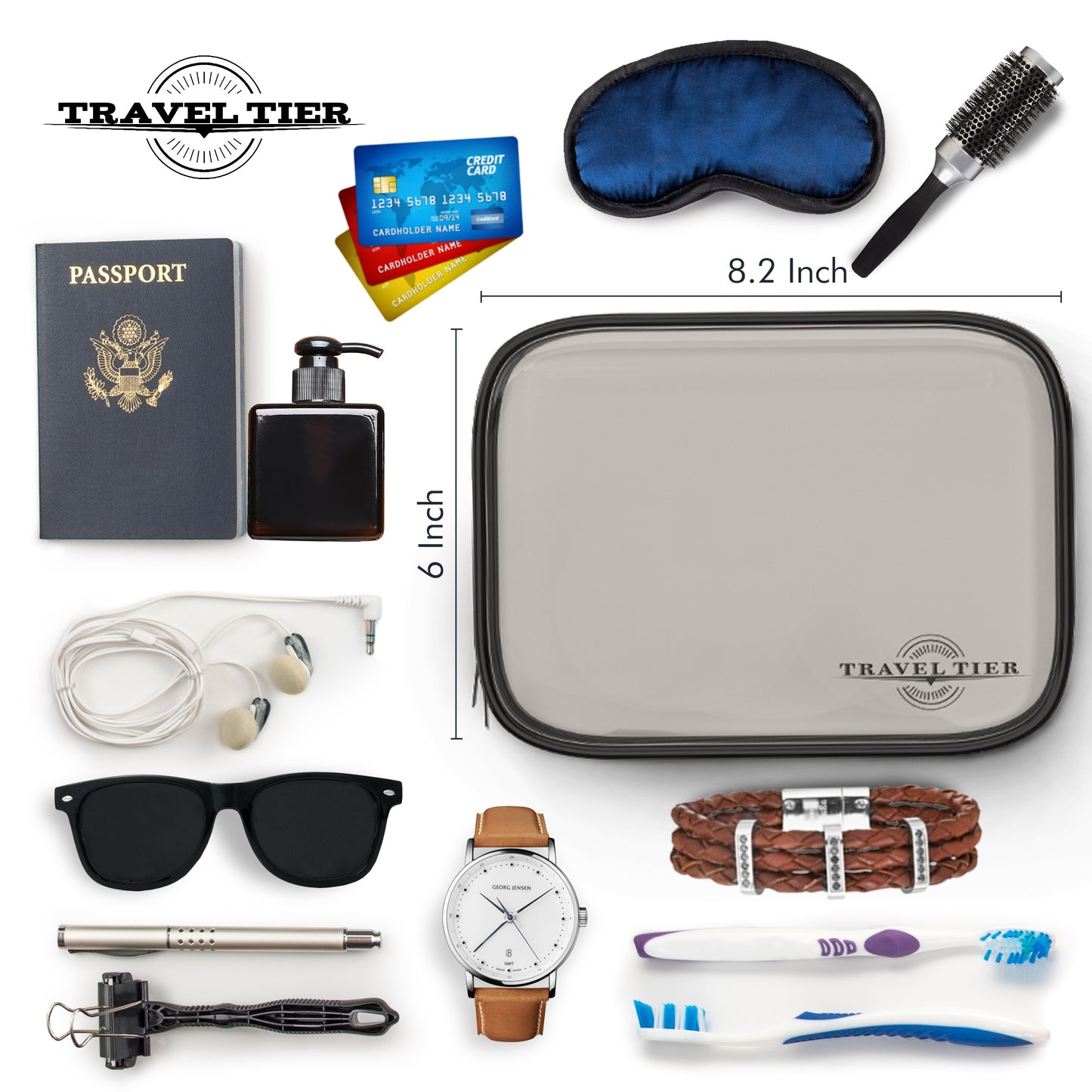 3 Pack Transparent TSA Approved Toiletry Bags by Travel Tier