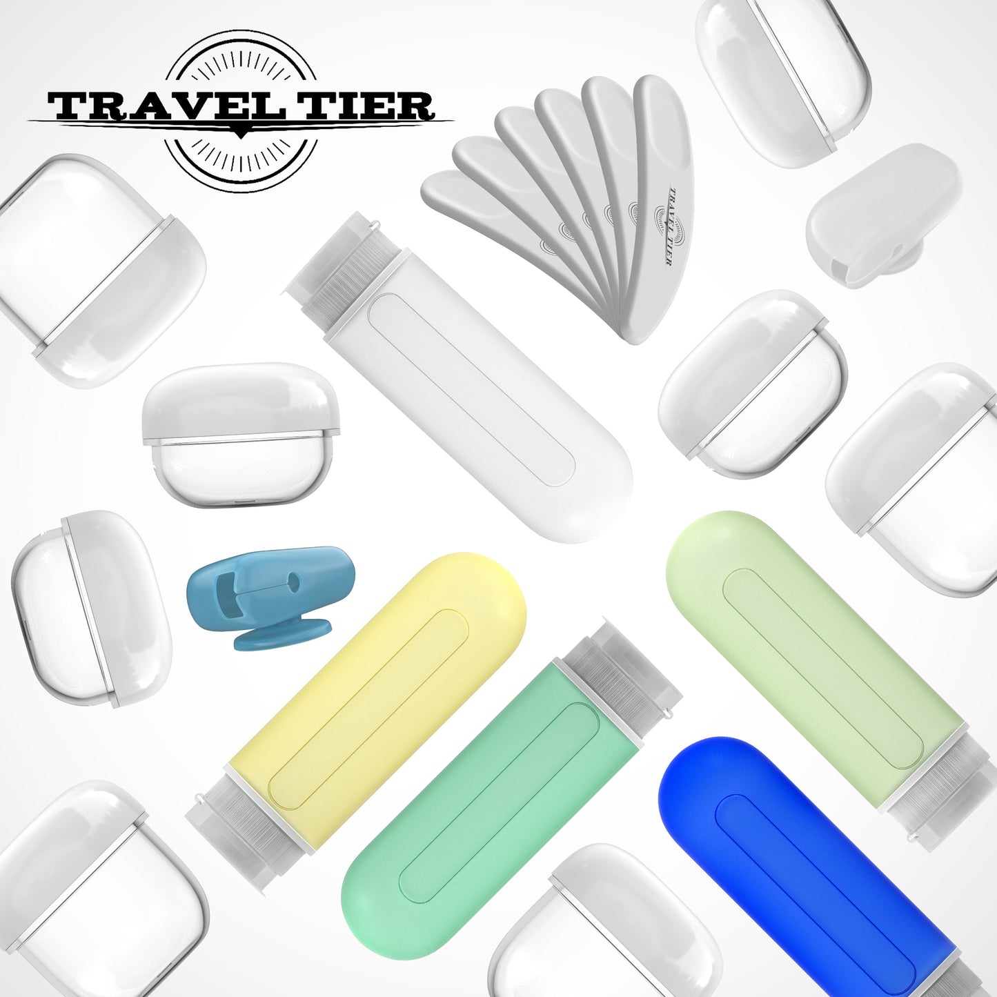 21 Piece Travel Kit with Silicone Bottles and TSA Approved Transparent Toiletry Bag by Travel Tier